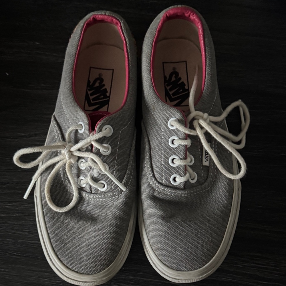 Vans Gray and Pink Canvas Sneakers